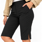 Damen Capri-Hose aus Spandex-Nylon-Mix | Hohe Taille & Enganliegender Stretch-Schnitt | Knielange Hose mit Seitenschlitzen für Freizeit & Abend | Schmid