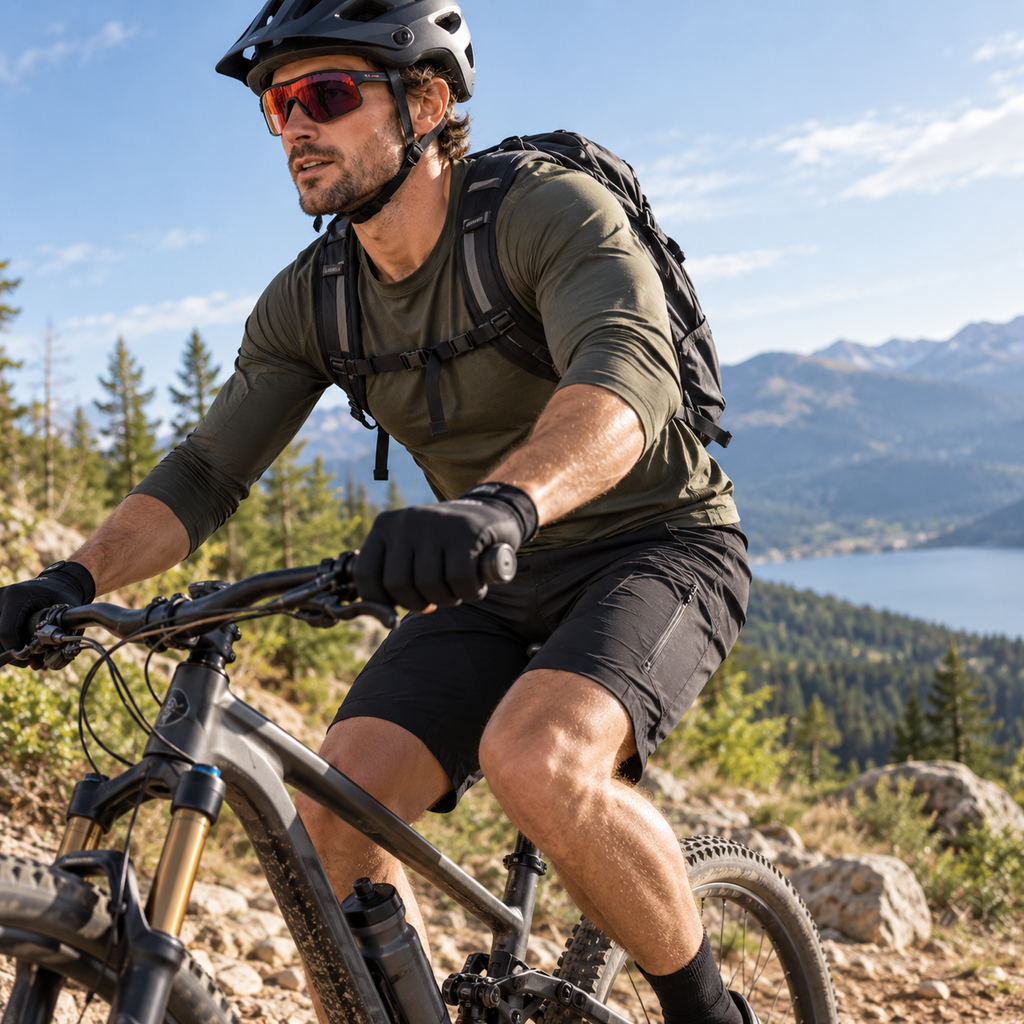 Herren Motorradshorts mit Polsterung | Polyester-Spandex & 5D-Gelpolster | Enganliegende Basisschicht für Motorradfahrten | Schmid