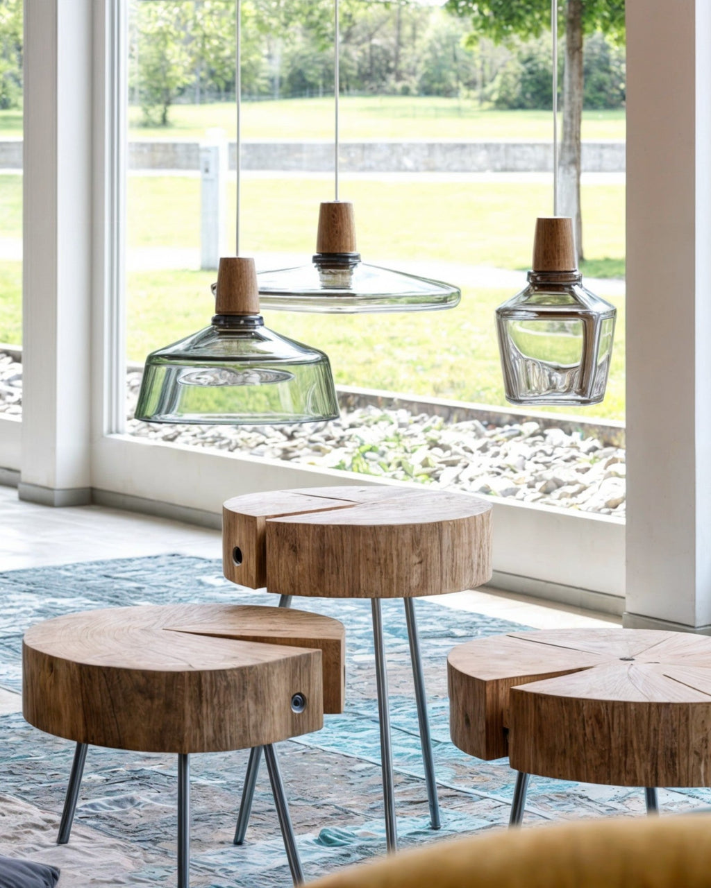 Loft Pendelleuchte – Glas und Holz, E27, Höhenverstellbar