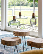 Loft Pendelleuchte – Glas und Holz, E27, Höhenverstellbar
