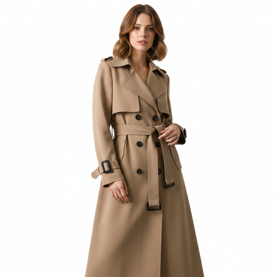 Damen Doppelreihiger Mantel | Knopfverschluss & Lange Ärmel | Strukturierte Oberbekleidung für Alltag im Herbst & Winter | Schmid