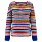 Damen Baumwoll-Strickpullover | Gestreiftes Retro-Design & Bootsausschnitt | Pullover für Alltag & Büro | Schmid