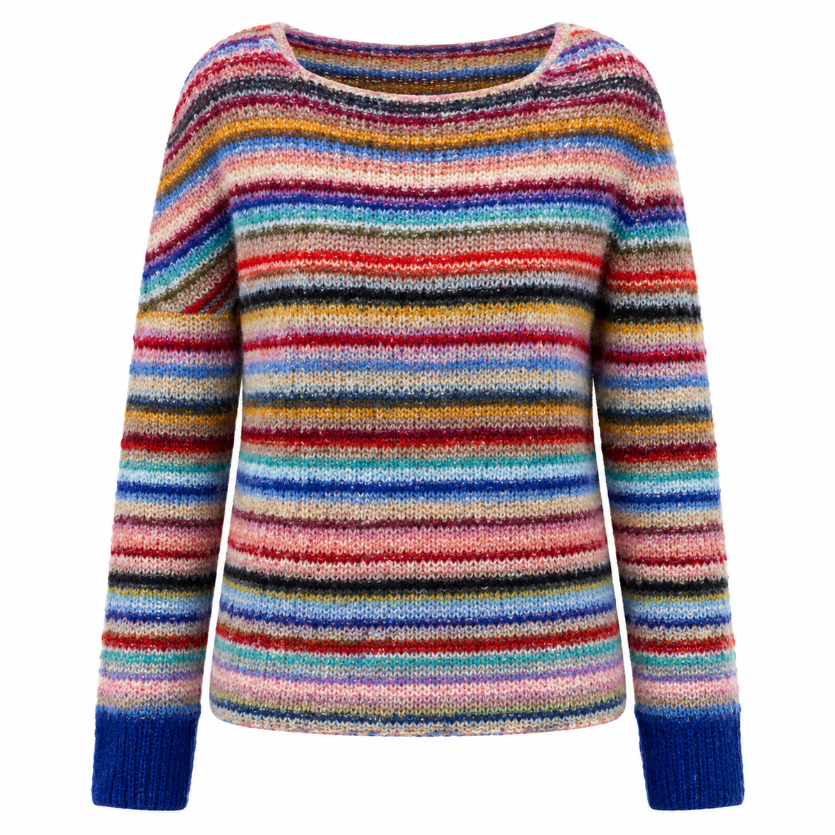 Damen Baumwoll-Strickpullover | Gestreiftes Retro-Design & Bootsausschnitt | Pullover für Alltag & Büro | Schmid