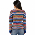 Damen Baumwoll-Strickpullover | Gestreiftes Retro-Design & Bootsausschnitt | Pullover für Alltag & Büro | Schmid