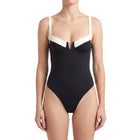 Damen Bandeau-Badeanzug | Einteiliger Badeanzug aus Nylon und Elasthan | Colorblock-Design für Strand und Pool | Schmid