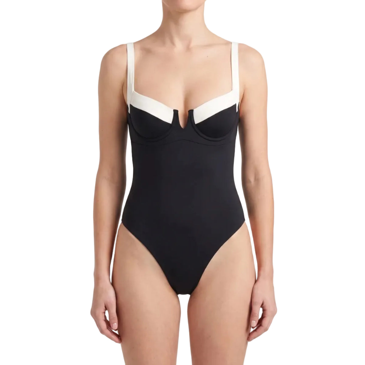 Damen Bandeau-Badeanzug | Einteiliger Badeanzug aus Nylon und Elasthan | Colorblock-Design für Strand und Pool | Schmid