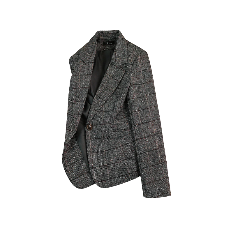 Damen Wolljacke | Karierte Vintage Langarm Winterjacke Für Elegante Wärme