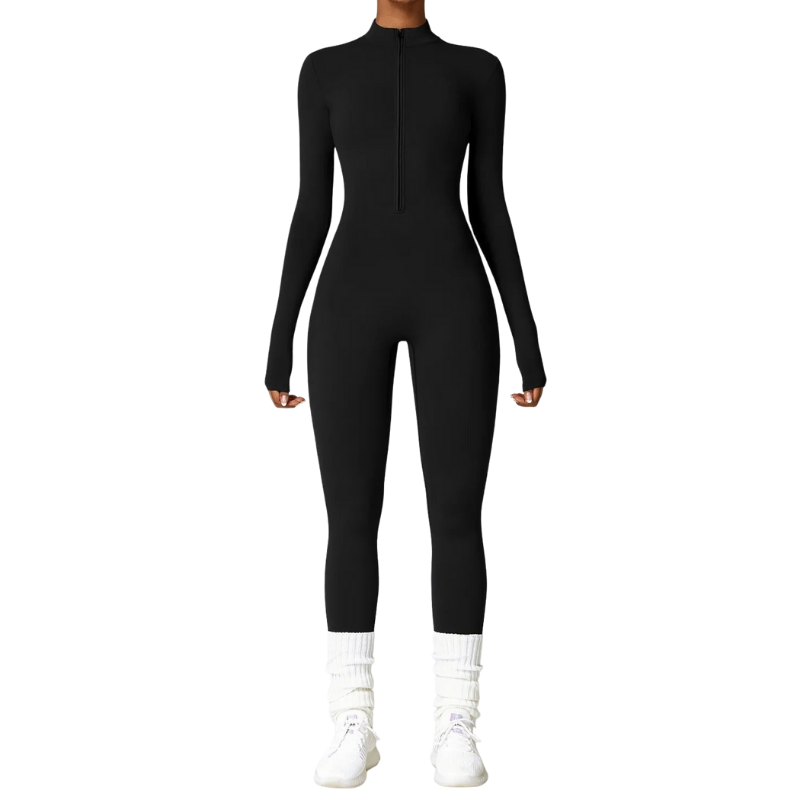 Stephanie | Langärmeliger Jumpsuit Mit Hohem Kragen und Reißverschluss
