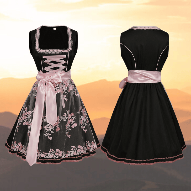 Damen Trachtenkleid mit Spitzen Schürze | Trachtenkleid mit Bluse und Schnürung für Oktoberfest | Schmid