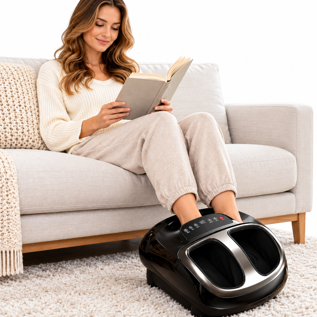 Elektrisches Shiatsu-Fußmassagegerät | Knetmassage, Vibration & 3 Wärmestufen | Verstellbares Massagegerät für Zuhause | Schmid