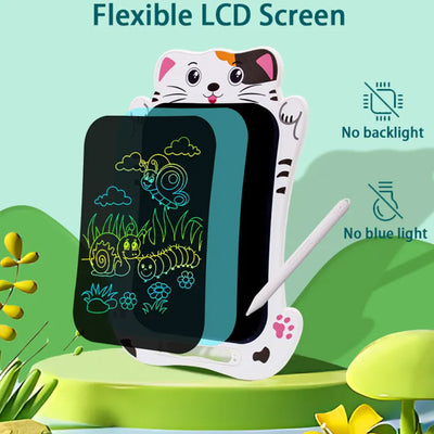 Drawbuddy lcd-zeichenbrett | kinder-schreibtafel mit tierdesign & stylus für kreatives lernen