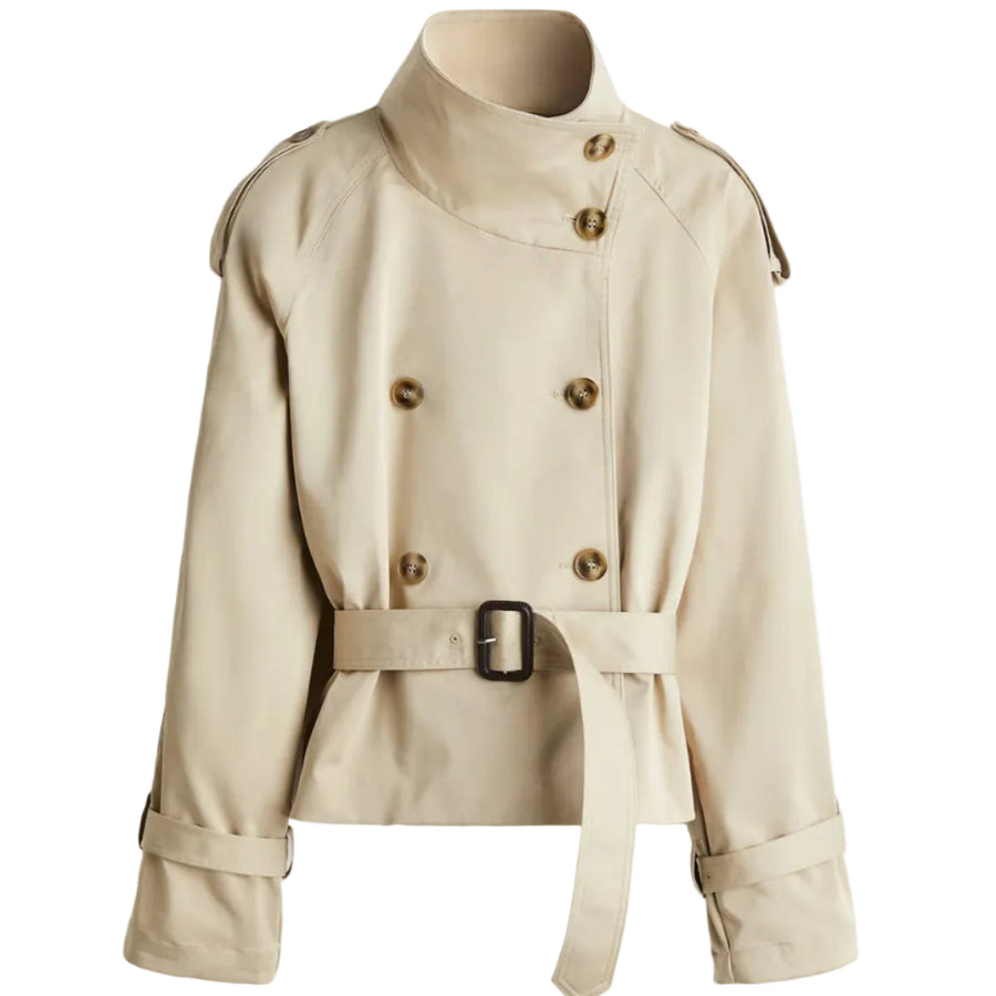 Damen Trenchcoat aus Baumwollmischung | Doppelreihige Front & Taillengürtel | Langärmliger Mantel für Frühling & Herbst | Schmid