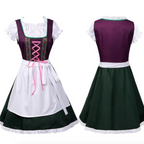 Damen Dirndl Kleid aus Textilmaterial | Reguläre Passform mit Schürze | Schnüroberteil für Oktoberfest & Kulturveranstaltungen | Schmid