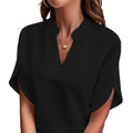 Damen V Ausschnitt Bluse | Kurzarm Bluse in Regulärer Passform für Alltag und Freizeit | Leichtes Design | Schmid