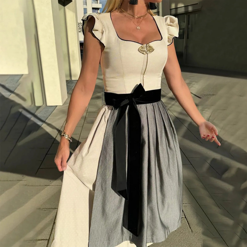 Damen Ärmelloses Dirndl-Kleid | Spitzendetails & Midi-Länge | Baumwollmischung-Kleid für Oktoberfest, Festivals & Themenanlässe | Schmid