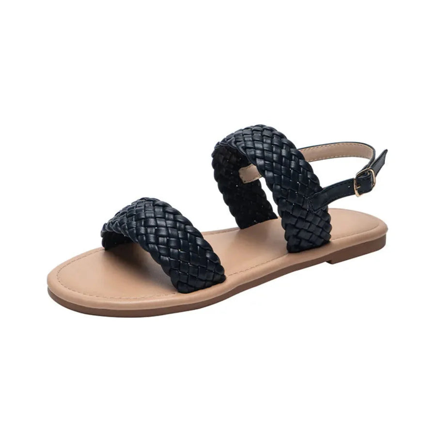 Damen Flache Sandalen aus Veganem Leder | Reguläre Passform Sommerschuhe mit Rutschfester Sohle | Alltagsgebrauch | Schmid