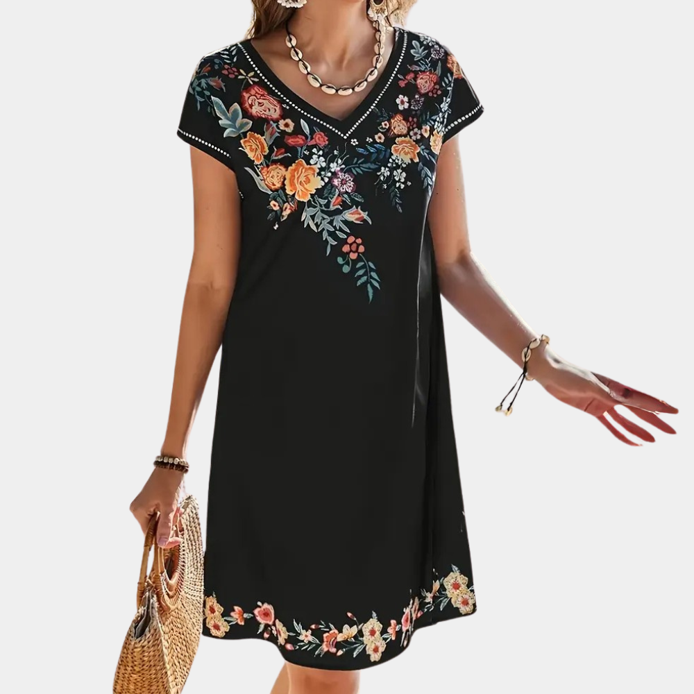 Sommerkleid aus Leichtem Stoff | Locker Geschnittenes Damenkleid mit Blumendesign für | Alltag und Warme Tage | Schmid