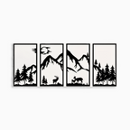 Metall-Wandkunst „ForestPeaks“ – 4-teiliges Bergmotiv-Dekor
