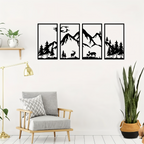 Metall-Wandkunst „ForestPeaks“ – 4-teiliges Bergmotiv-Dekor