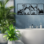 Metall-Wandkunst „ForestPeaks“ – 4-teiliges Bergmotiv-Dekor