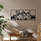 Metall-Wandkunst „ForestPeaks“ – 4-teiliges Bergmotiv-Dekor