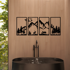 Metall-Wandkunst „ForestPeaks“ – 4-teiliges Bergmotiv-Dekor
