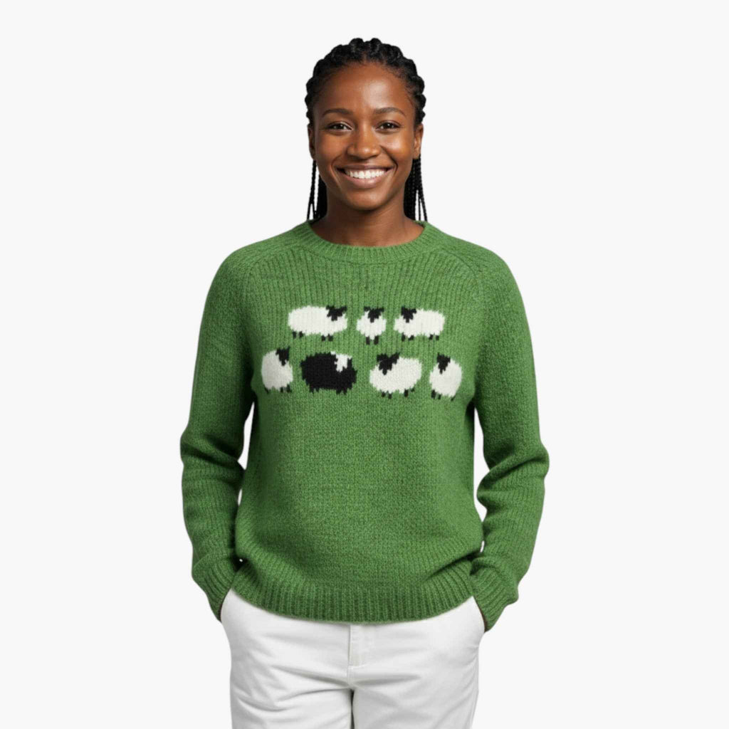 Damen Retro-Strickpullover | Vintage-Inspiriertes Design & Langarm-Konstruktion | Grüner Pullover für Herbst-Outfits | Schmid