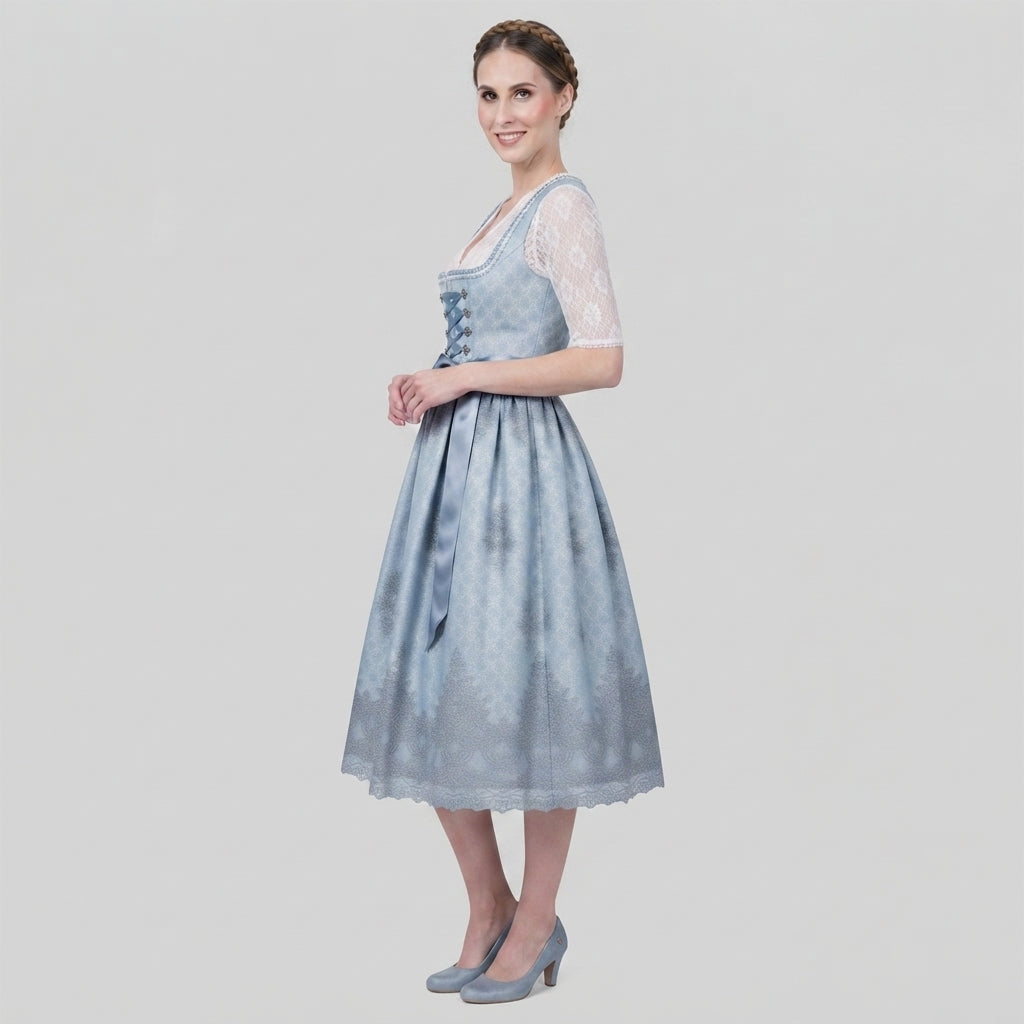 Damen Dirndl-Kleid aus Polyester | Tailliertes Oberteil & Ausgestellter Rock | Traditionell Inspiriertes Festkleid für Oktoberfest | Schmid