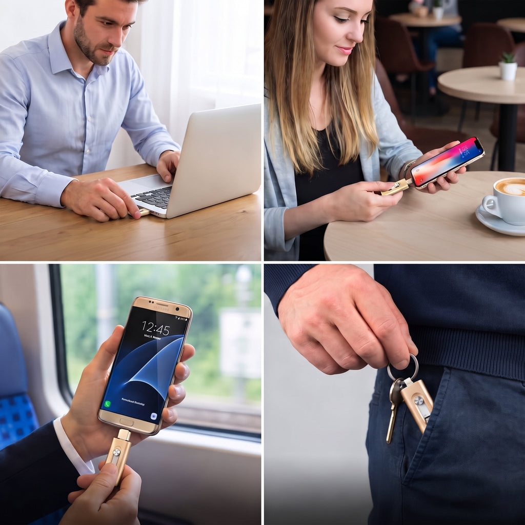 3-in-1 USB-Stick | USB 3.0 & Type-C-Anschlüsse mit OTG-Adapter | Faltbares Metallgehäuse zur Dateispeicherung & Übertragung | Schmid