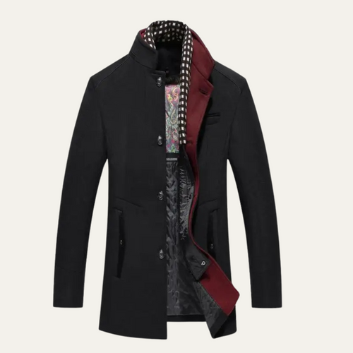 Blenheim - Herren Woll-Trenchcoat mit Stehkragen und Schal-Detail
