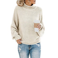 Damen Strickpullover aus Baumwolle Polyester und Acryl | Locker Geschnittener Rollkragenpullover | Alltag und Freizeit | Schmid