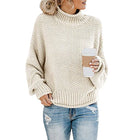 Damen Strickpullover aus Baumwolle Polyester und Acryl | Locker Geschnittener Rollkragenpullover | Alltag und Freizeit | Schmid