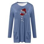 Damen Weihnachts Wein Grafik Sweatshirt – Lässiger Feiertagspullover Mit Festlichem Motiv