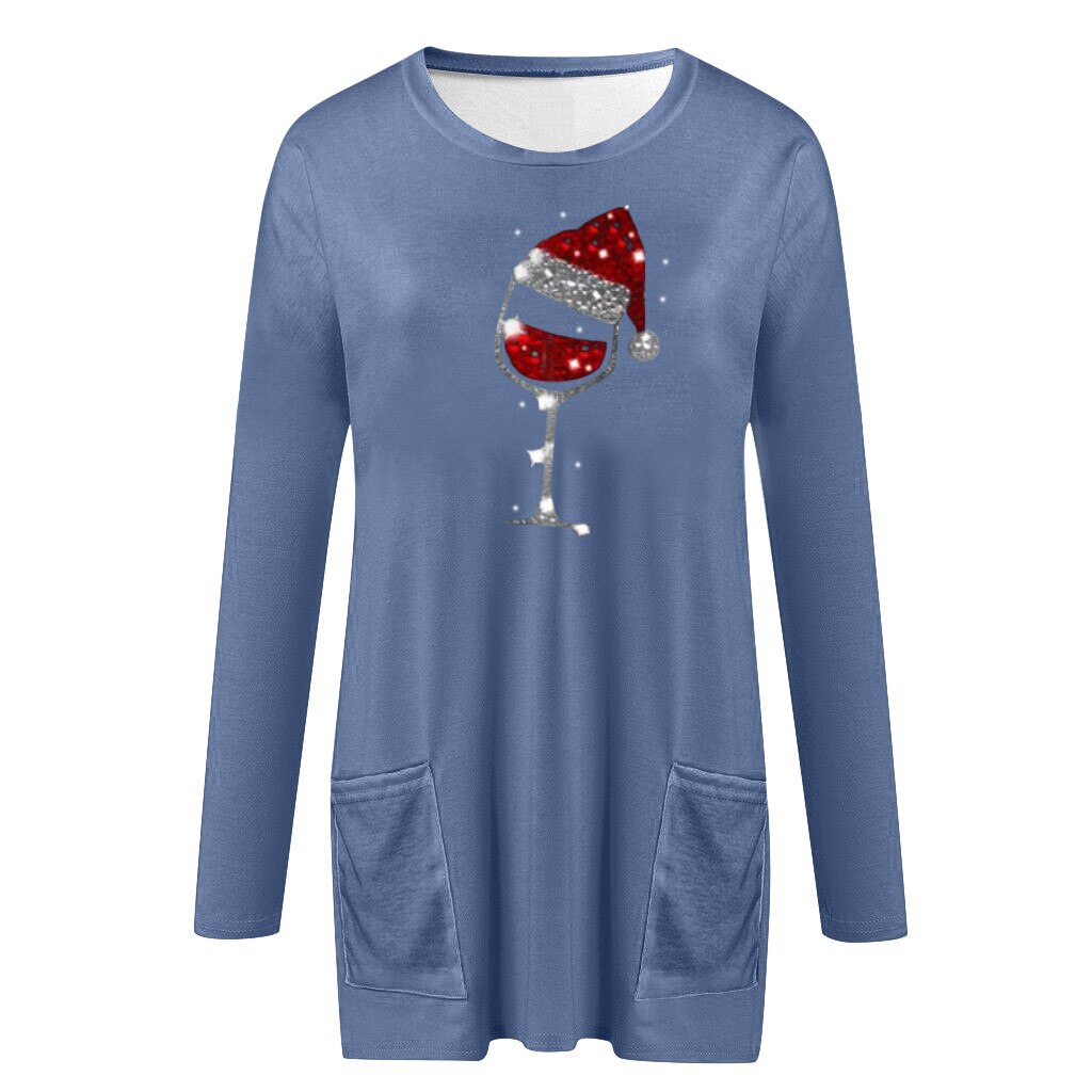 Damen Weihnachts Wein Grafik Sweatshirt – Lässiger Feiertagspullover Mit Festlichem Motiv