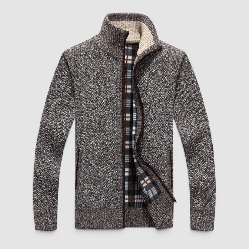 Herren Strickjacke | Cardigan mit Reißverschluss und Stehkragen | Reguläre Passform aus Polyester für Alltag und Freizeit | Schmid