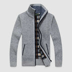 Herren Strickjacke | Cardigan mit Reißverschluss und Stehkragen | Reguläre Passform aus Polyester für Alltag und Freizeit | Schmid