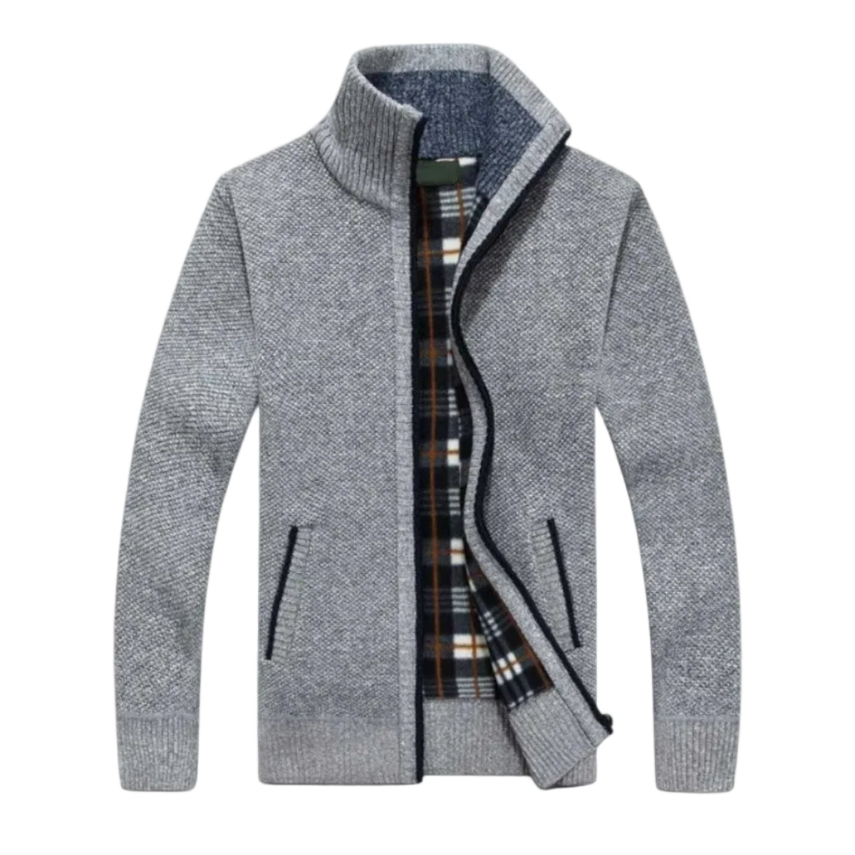 Herren Strickjacke | Cardigan mit Reißverschluss und Stehkragen | Reguläre Passform aus Polyester für Alltag und Freizeit | Schmid