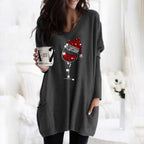Damen Weihnachts Wein Grafik Sweatshirt – Lässiger Feiertagspullover Mit Festlichem Motiv