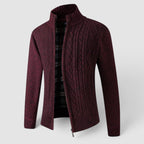 Herren Strickjacke | Cardigan mit Reißverschluss und Stehkragen | Reguläre Passform aus Polyester für Alltag und Freizeit | Schmid