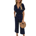 Damen Jumpsuit I Baumwollmischung | Lockere Passform mit V-Ausschnitt und kurzen Batwing-Ärmeln | Sommergebrauch | Schmid