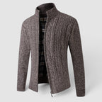 Herren Strickjacke | Cardigan mit Reißverschluss und Stehkragen | Reguläre Passform aus Polyester für Alltag und Freizeit | Schmid