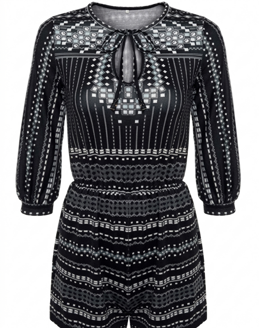 Sommer - Playsuit Kurzärmeliger Jumpsuit mit geometrischem Druck