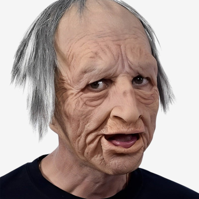 Alte Charaktermaske aus Latex | Vollgesichtsmaske mit beweglichem Mund | Erwachsenen Kostümmaske für Halloween, Cosplay & Theater | Schmid