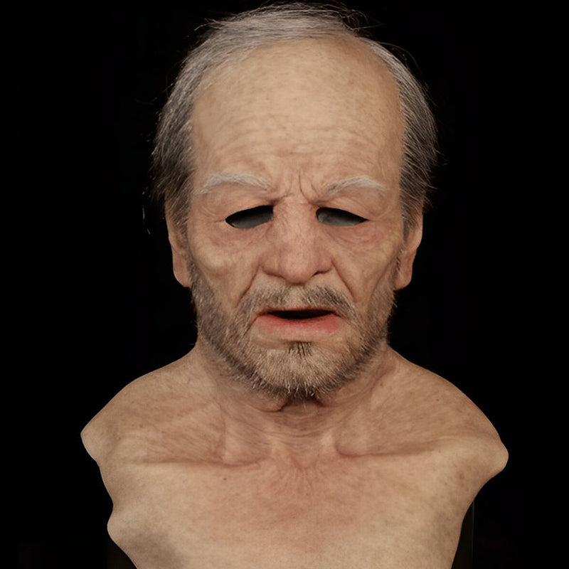 Alte Charaktermaske aus Latex | Vollgesichtsmaske mit beweglichem Mund | Erwachsenen Kostümmaske für Halloween, Cosplay & Theater | Schmid