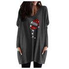 Damen Weihnachts Wein Grafik Sweatshirt – Lässiger Feiertagspullover Mit Festlichem Motiv