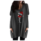 Damen Weihnachts Wein Grafik Sweatshirt – Lässiger Feiertagspullover Mit Festlichem Motiv