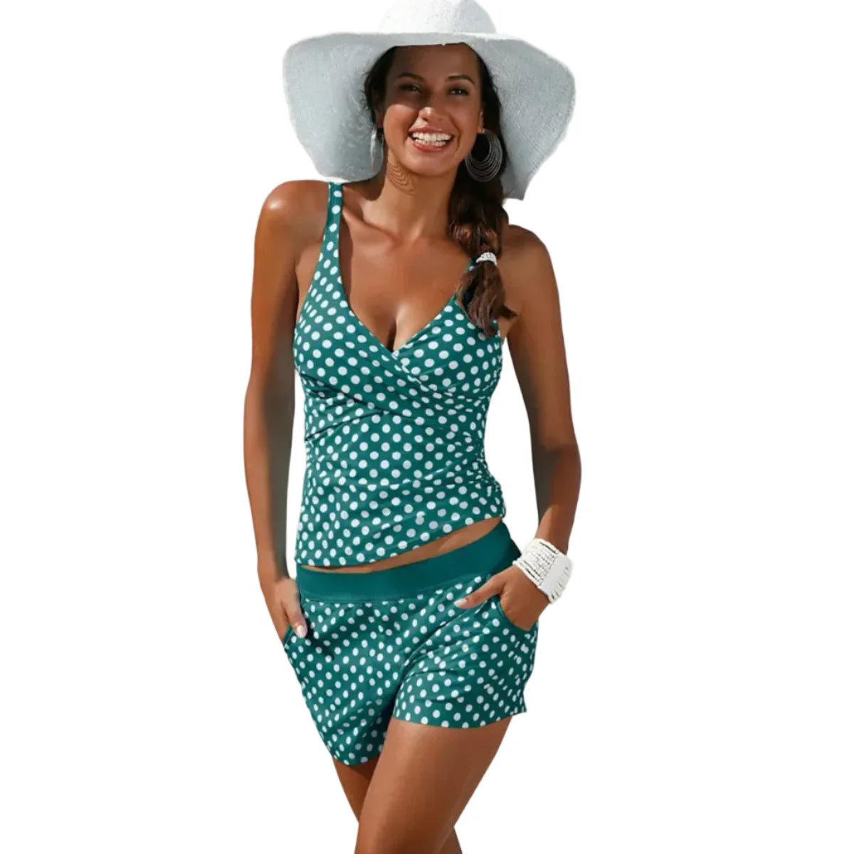 Tankini-Set aus Polyester | Zweiteiliges Tankini mit Gepunktetem Muster für | Strand und Pool | Schmid