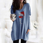 Damen Weihnachts Wein Grafik Sweatshirt – Lässiger Feiertagspullover Mit Festlichem Motiv
