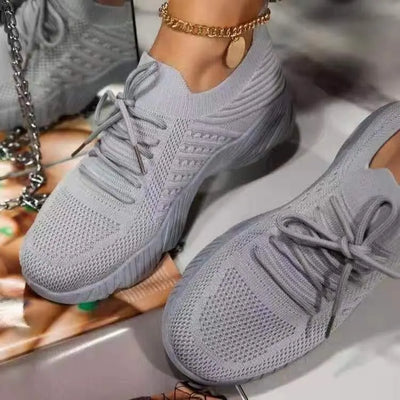 Atmungsaktive damen sneaker | leichte sportschuhe mit strick-obermaterial & memory-sohle
