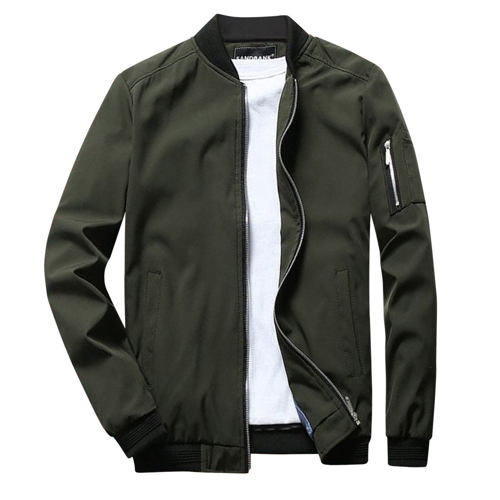 Herren Bomberjacke | Gerippte Abschlüsse & Frontreißverschluss | Körpernahe Jacke mit Reißverschluss-Ärmeltasche für Alltag | Schmid